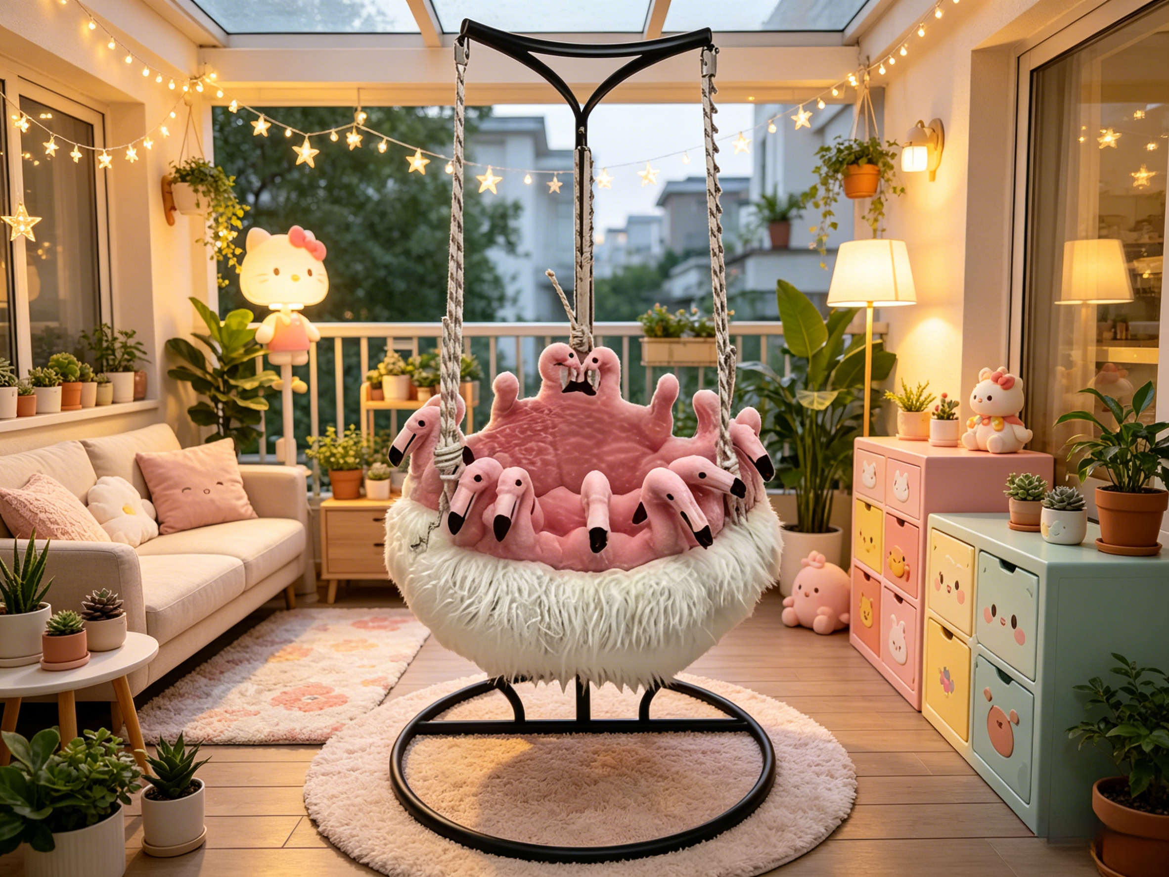 Sheetoo TQ014 Flamingo Hanging Chair – Indoor/Outdoor Swing Hammock