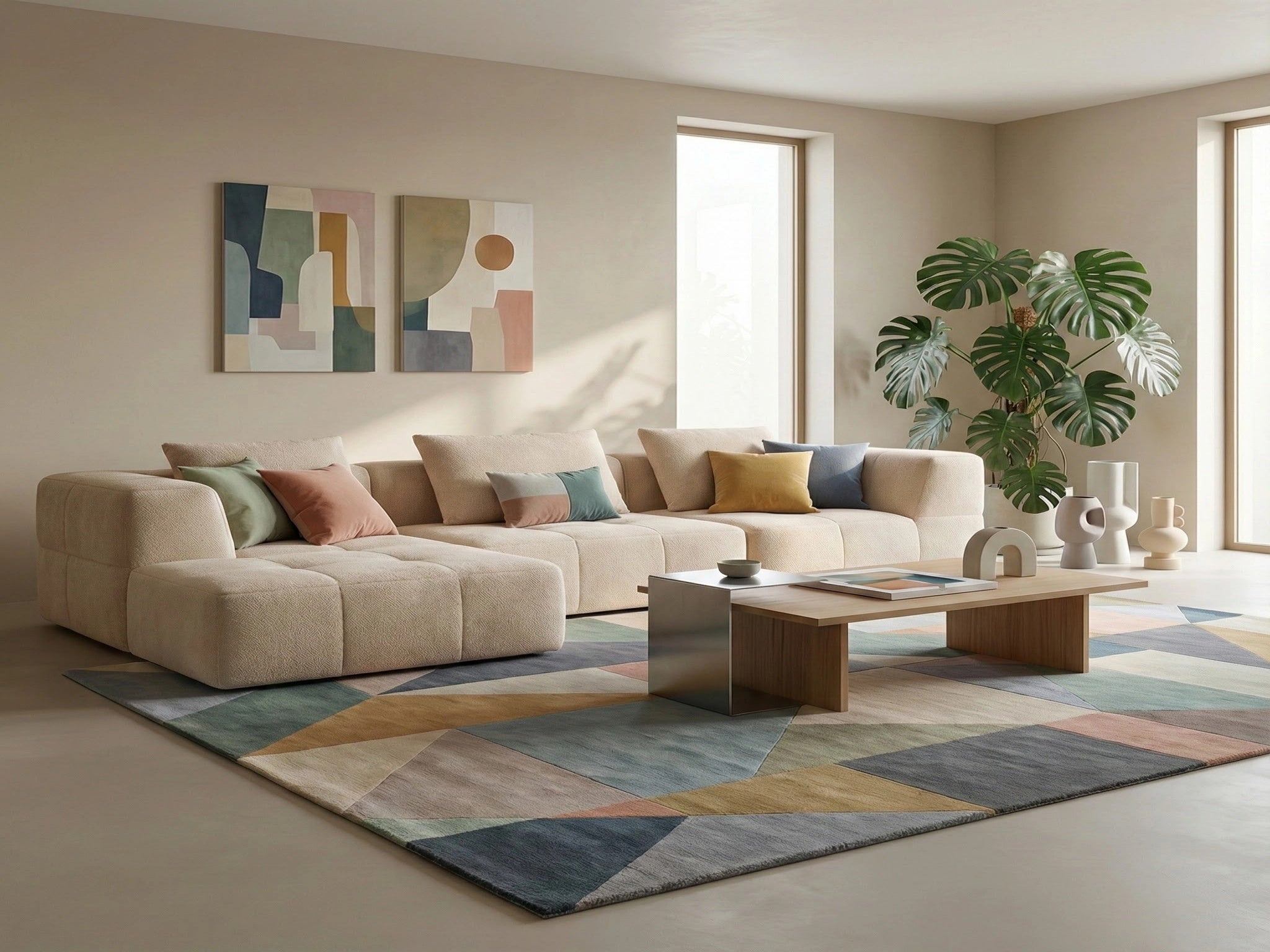 Sheetoo STE-001 3+ Person Sofa – Custom Size & Color, Modern Fabric, Roll