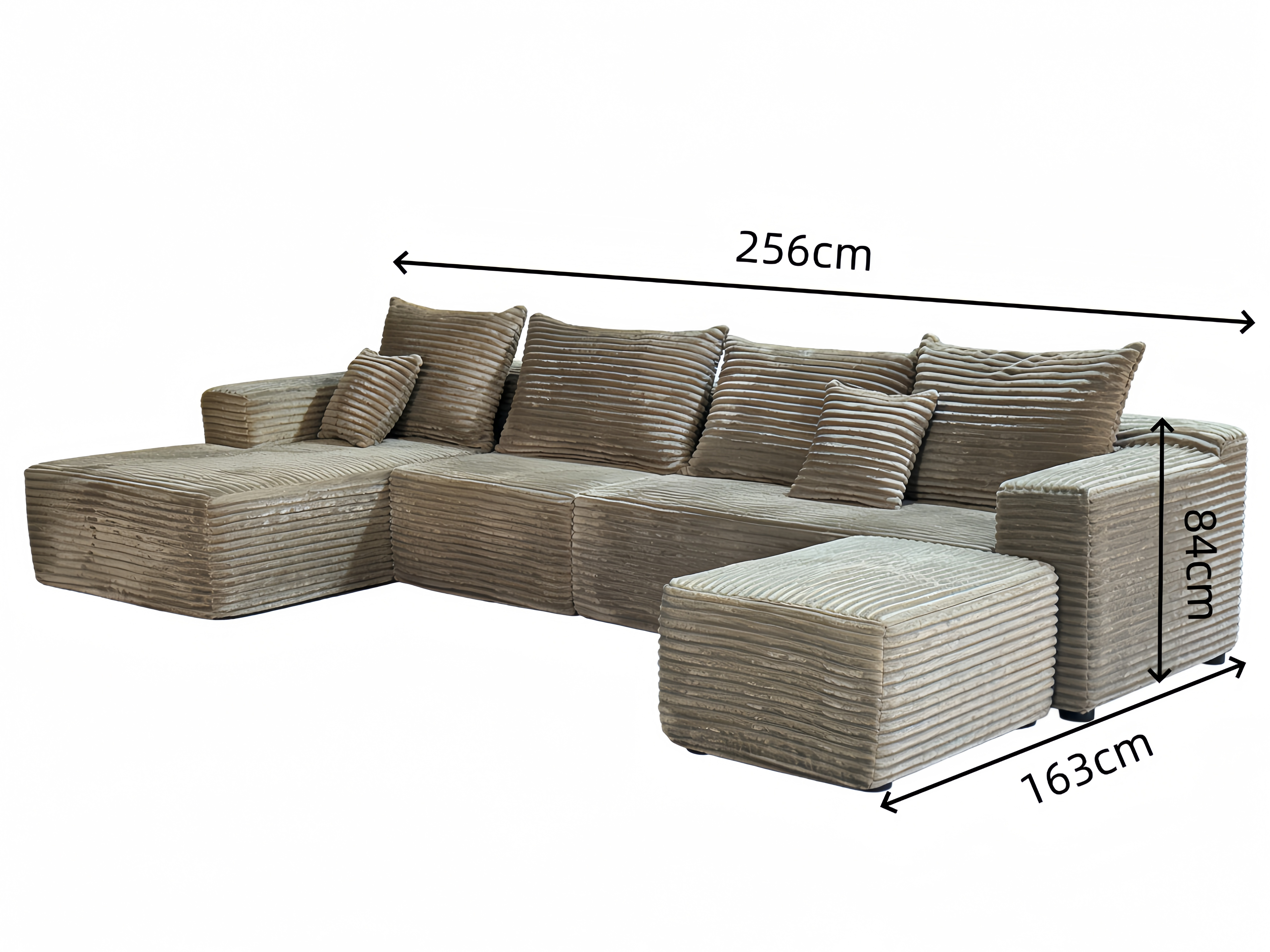 Sheetoo MGB4332-41-3set Modular 3-Piece Sofa – Extendable Chaise, Custom, Roll Pack