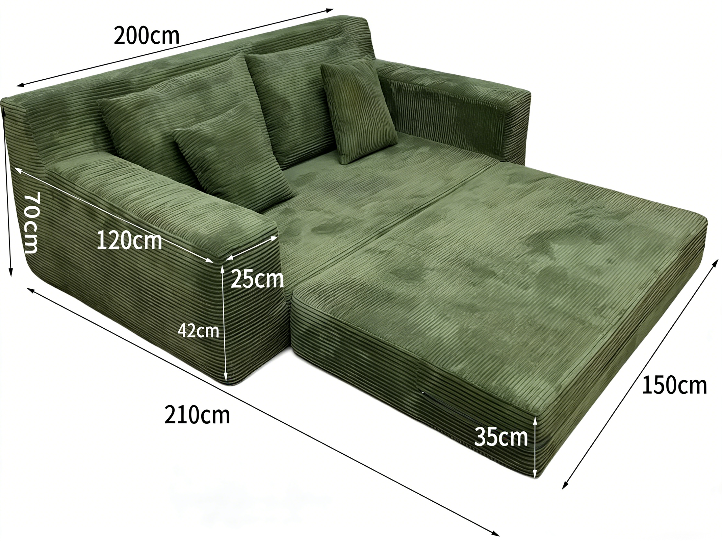 Sheetoo STE-017 2-Seat Pull-Out Sofa Bed – Soft, Customizable, Roll Pack