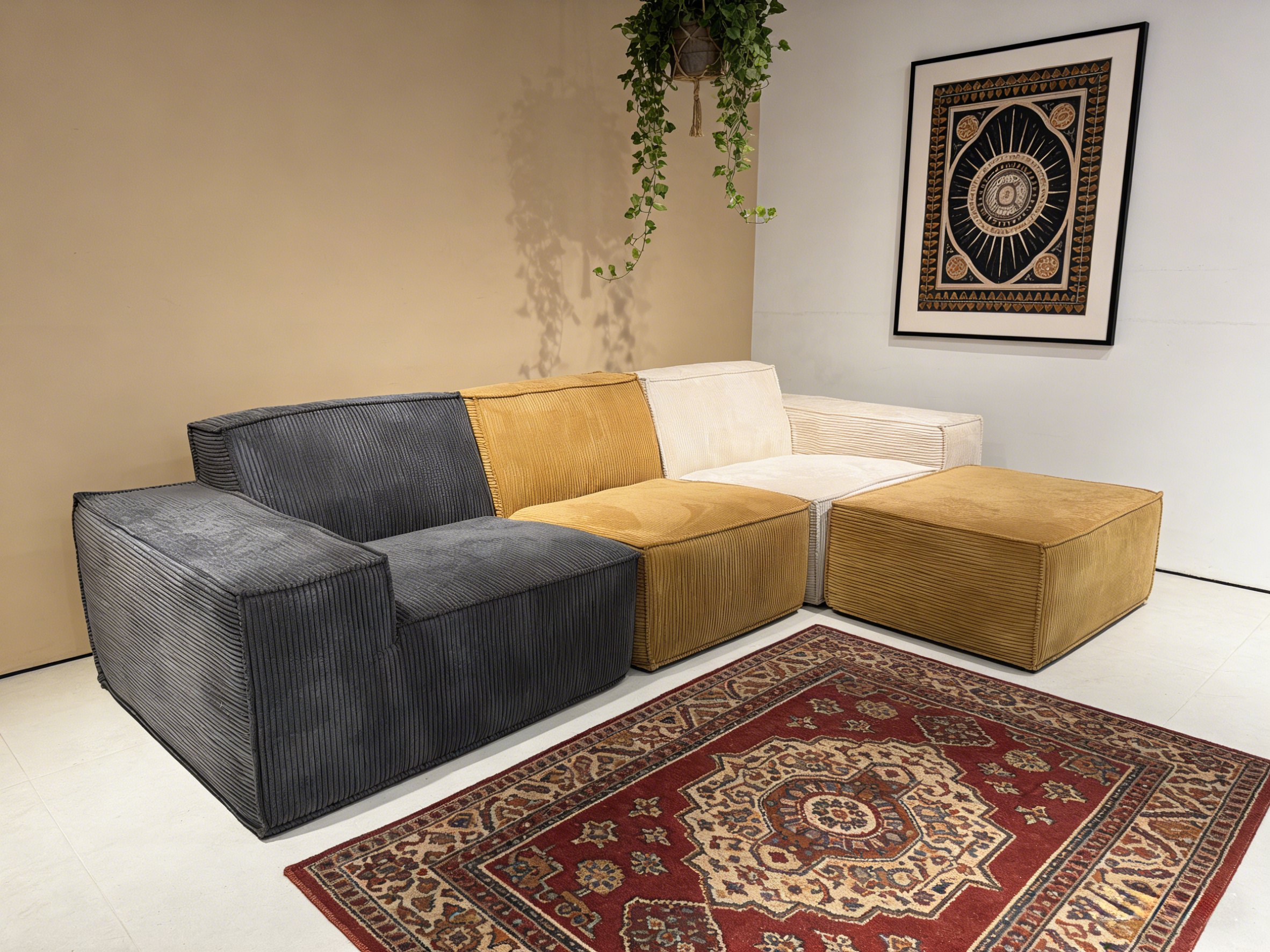 Sheetoo STE-005 Modular Sofa – Free Splicing, Ottoman, Roll Pack for Apartment