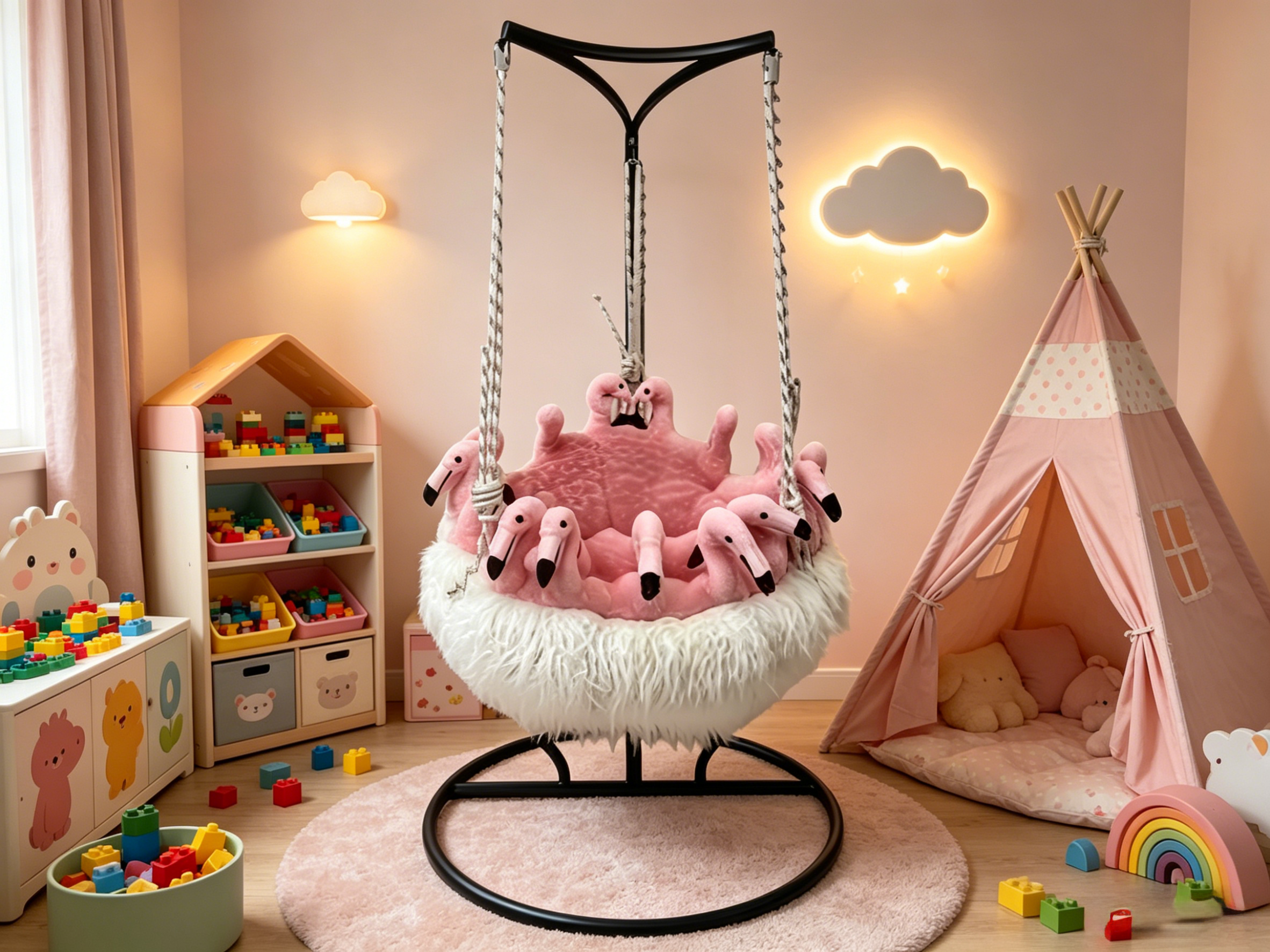 Sheetoo TQ014 Flamingo Hanging Chair – Indoor/Outdoor Swing Hammock