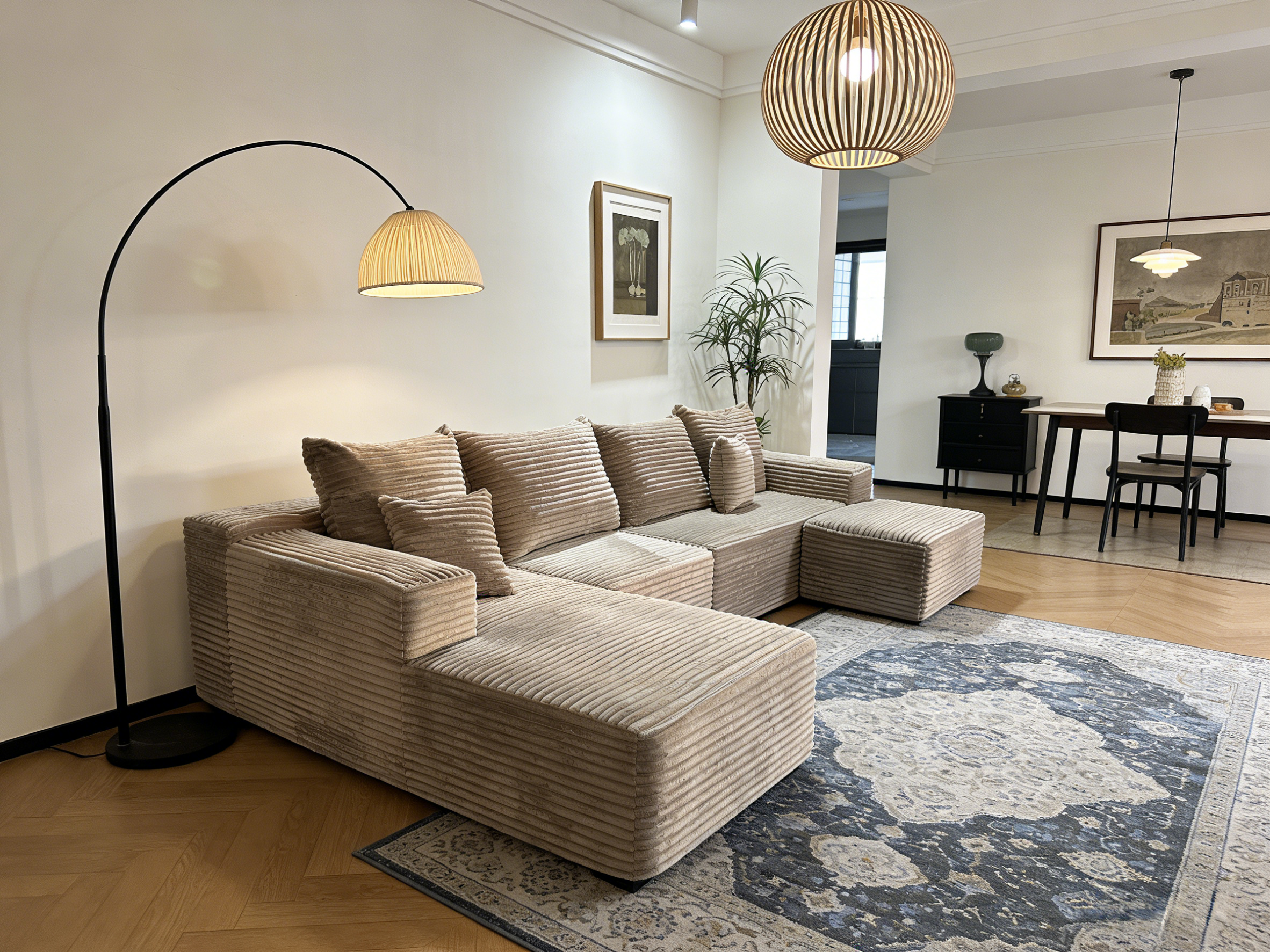 Sheetoo MGB4332-41-3set Modular 3-Piece Sofa – Extendable Chaise, Custom, Roll Pack