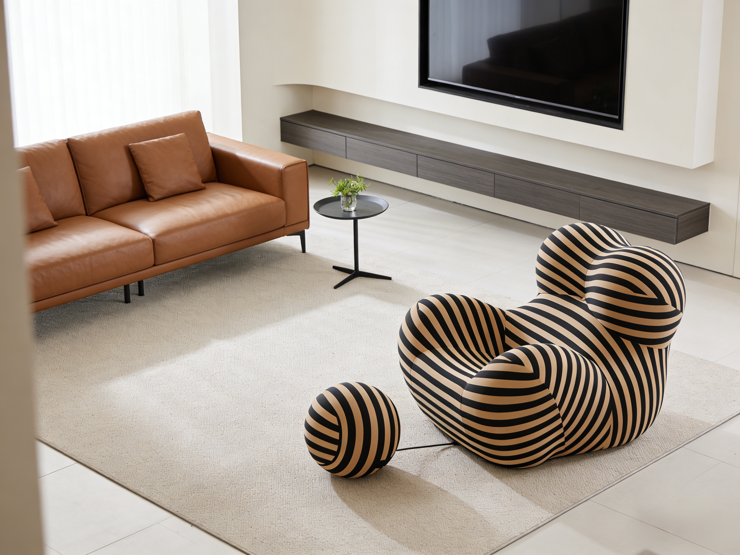 Sheetoo B013 Mom's Arms Sofa – Unique Shape, Ball Ottoman, Custom