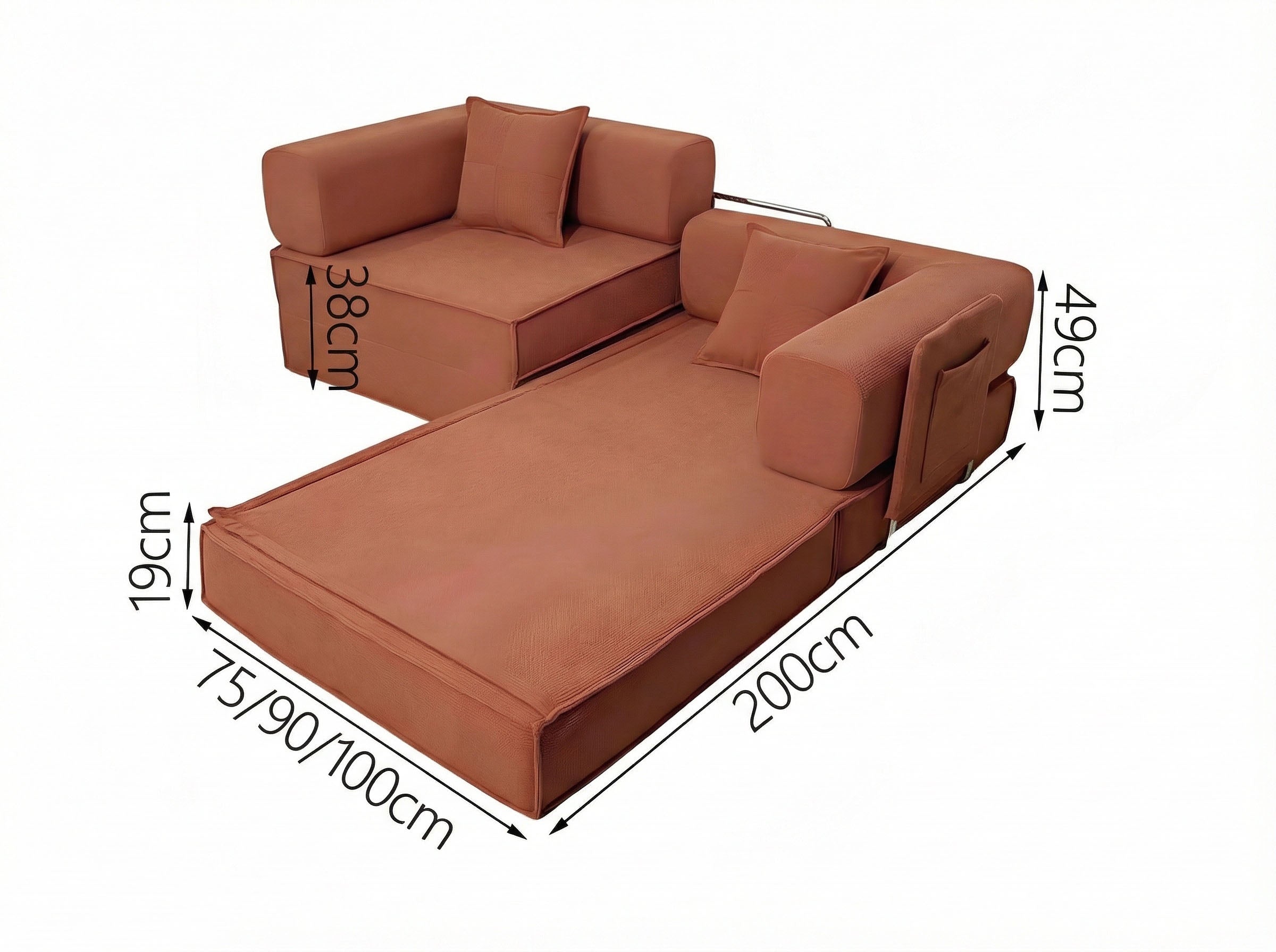 Sheetoo STE-014 （A）Modular Sofa Bed for 2 – Sofa & Bed, Customizable