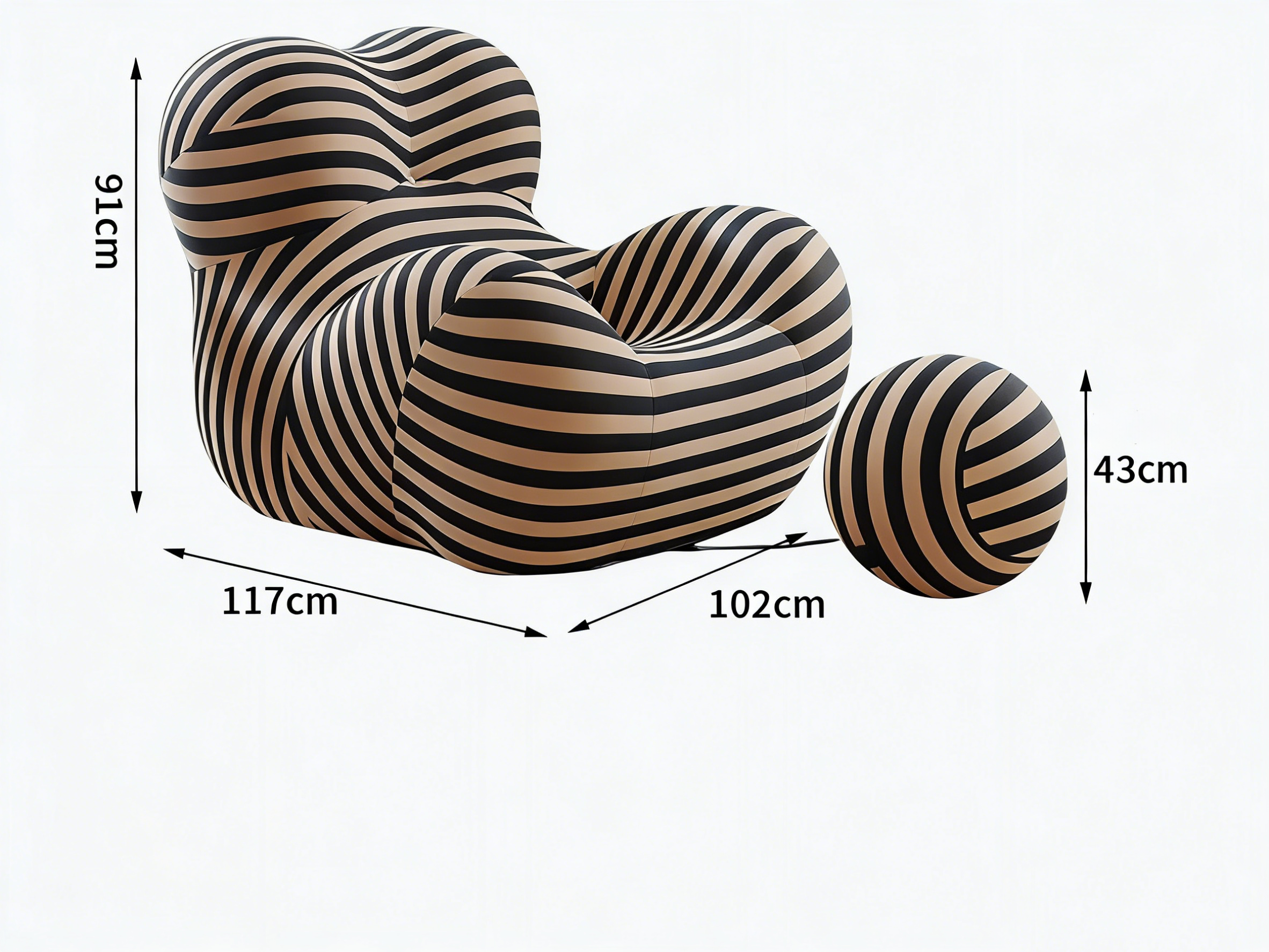 Sheetoo B013 Mom's Arms Sofa – Unique Shape, Ball Ottoman, Custom