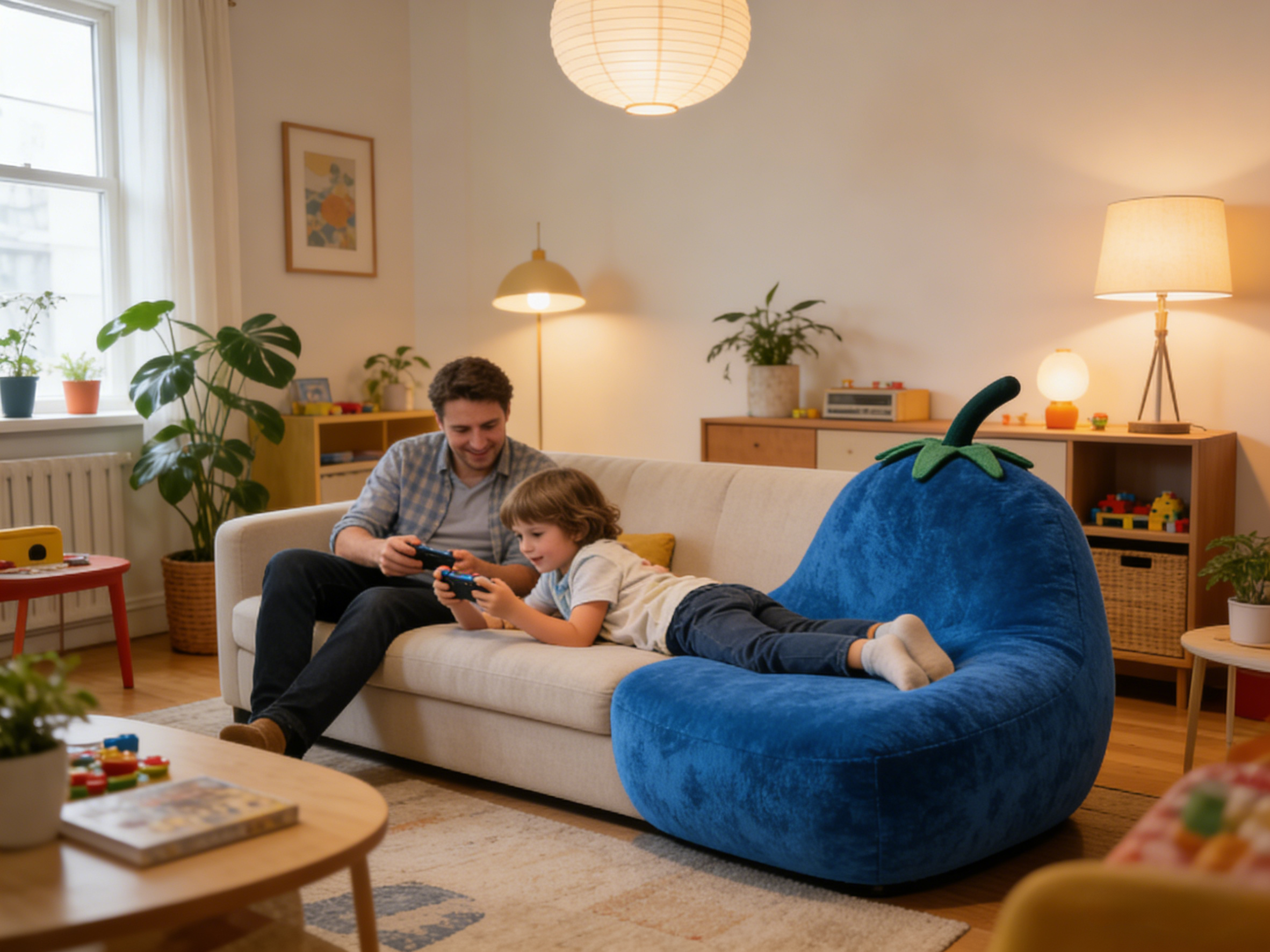Sheetoo TQ004 Eggplant Shape Single Sofa – Cute, Soft & Family-Friendly