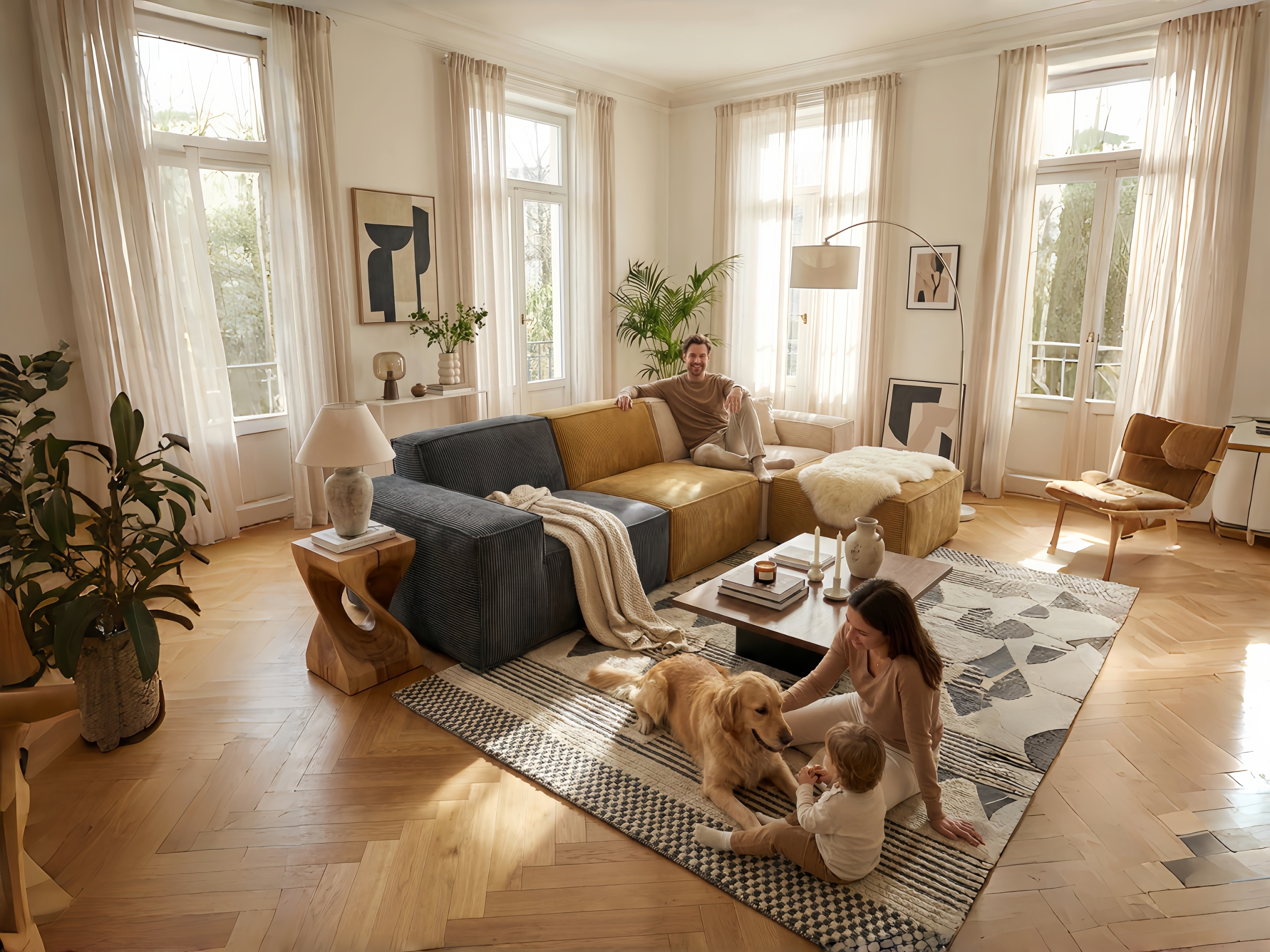 Sheetoo STE-005 Modular Sofa – Free Splicing, Ottoman, Roll Pack for Apartment