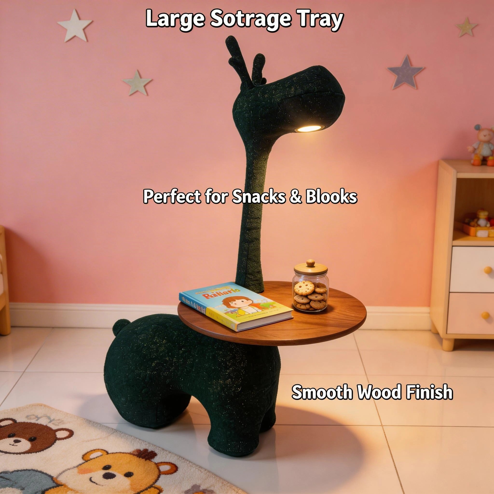 Sheetoo TQ012 Giraffe & Dino LED Night Light – Animal Lamp with Storage Tray