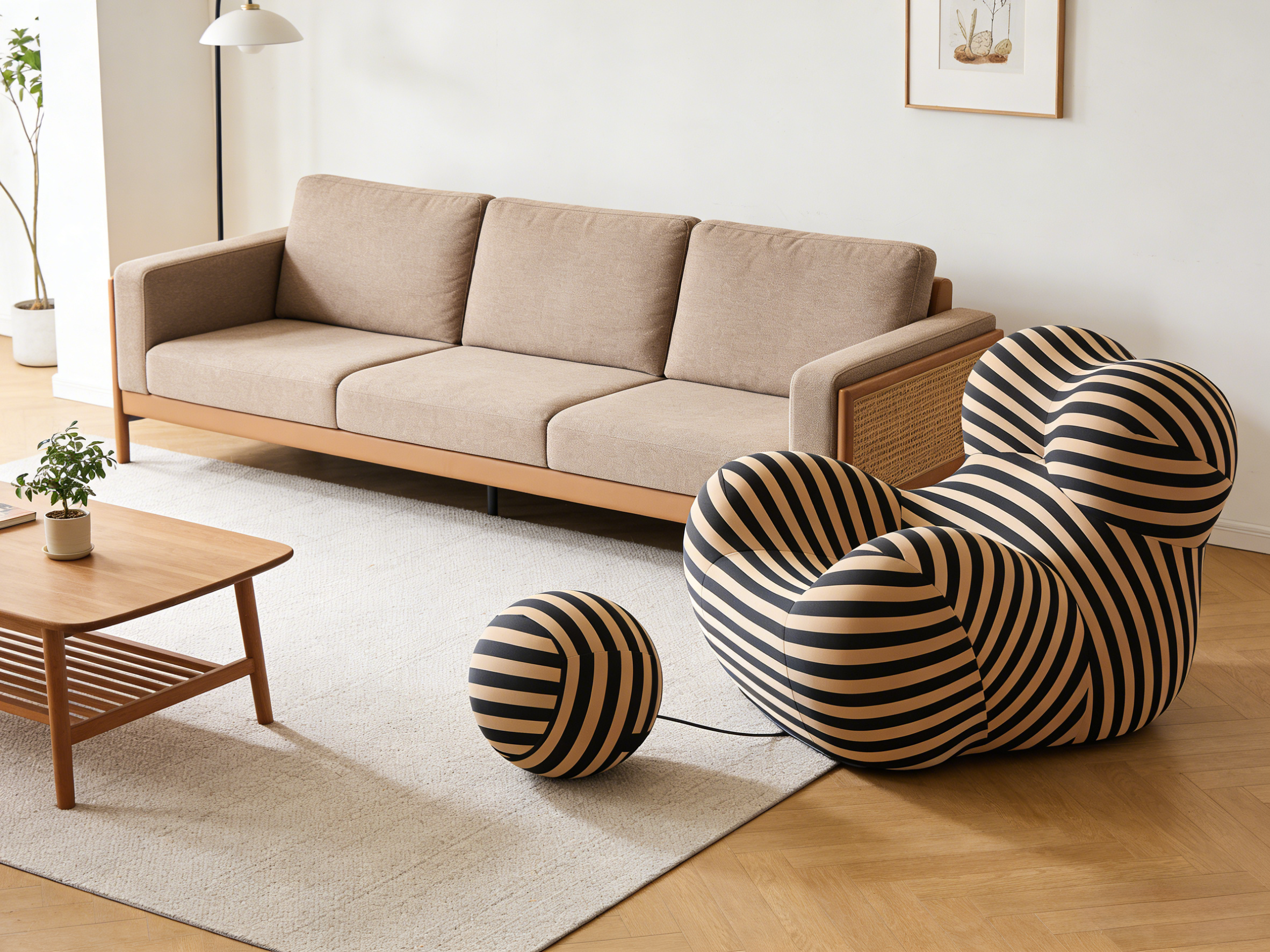 Sheetoo B013 Mom's Arms Sofa – Unique Shape, Ball Ottoman, Custom
