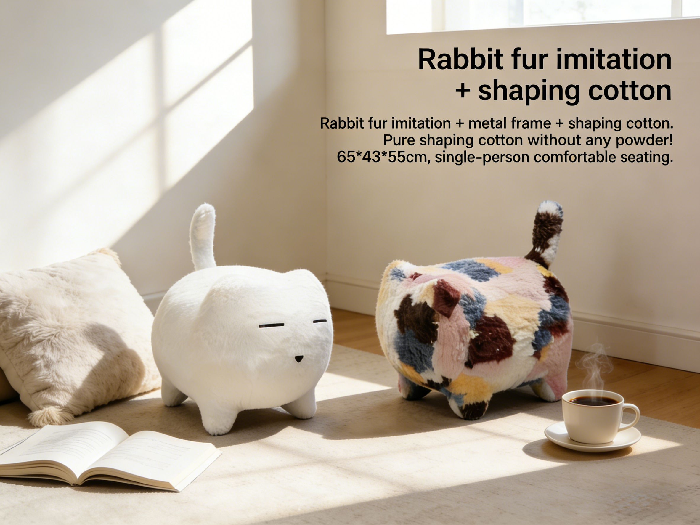 Sheetoo TQ08 Chubby Cat Single Sofa – Cute Plump Shape, Soft & Comfy